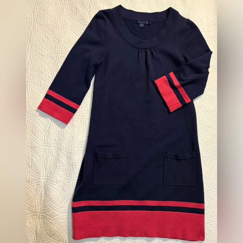 Boden Wool Knit Shift Dress with Coral Trim *US 8 UK 12 - Picture 2 of 7